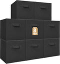 STORAGE MANIAC Storage Cubes, 11 Inch Collapsible Storage Bins with Handles, 8 Pack Fabric Foldable Bins for Organization, Durable Storage Bins for Closet, Shelves, Offices, Toys, 8-Pack Black