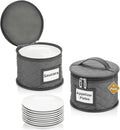 2 Pack 6" Small Plate Storage Case - China Storage Container - Stackable With Padded Interior to Store Dinnerware Dishes - 24 Felt Dividers Included - Gray - Great for Saucers and Small Bowls