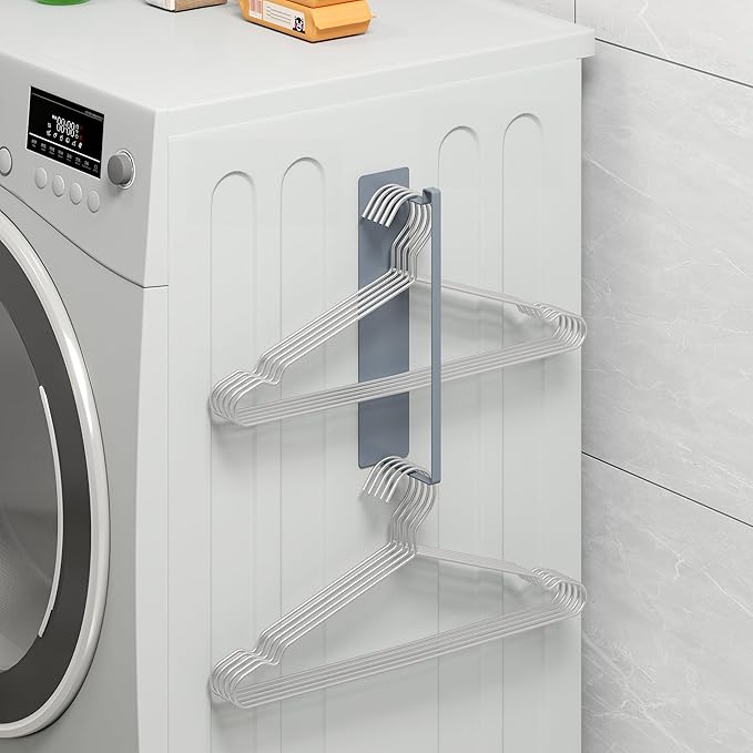 Magnetic Hanger Organizer, Thipoten Hangers Holder for Washing Machine, Holding up to 30 velvet/wire/plastic hangers, Perfect Space Saver for Laundry Room (2, Grey)