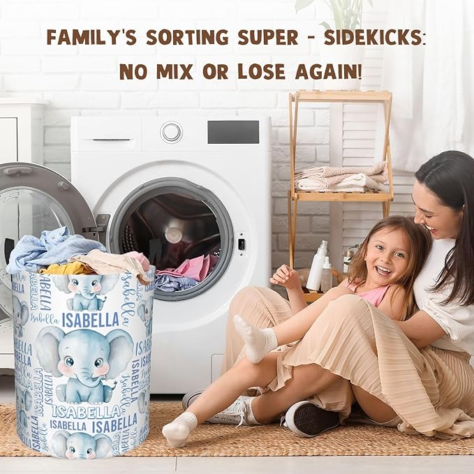 Custom Name Laundry Hamper, Personalized Laundry Basket with Name for Baby Boys Girls, Customized Collapsible Dirty Clothes Hamper Storage with Handles for Bedroom Bathroom Dorm Room Decor