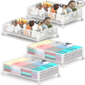 Under Bed Storage With Wheels, 4 Pack Foldable Pattern Carved Metal Under Bed Storage Containers, 60L Rolling Underbed Storage, Easy Assembly Under The Bed Storage for Shoes, Blankets...