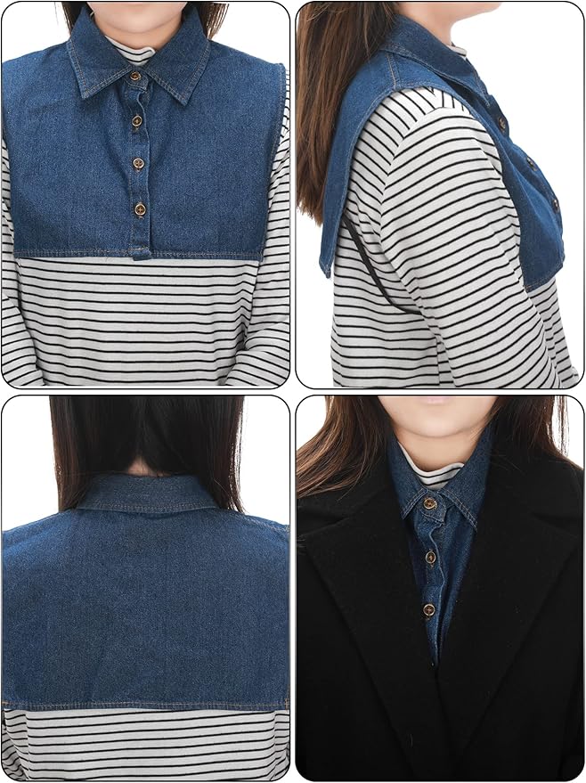 Syhood 4 Pcs Fake Collar Detachable False Dicky Collar Half Shirts Round for Women Outfits Halloween Costume Accessories