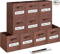 artsdi 11 Inch Storage Cube,Storage bin,cube storage (Set of 10) Foldable Fabric Cube Storage Bins with 10 Labels Window Cards & a Pen,Baskets Containers for Shelves,Closet Organizers Box,Brown