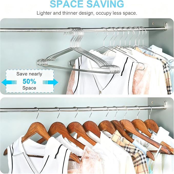 Clothes Hangers 30 Pack Coat Hangers Non Slip Wire Hanger Clothing Heavy Duty Seropy Metal Hangers Space Saving Ultra Thin of Stainless Steel Hanger