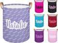 Personalized Laundry Basket, Custom Gift Laundry Hamper, Collapsible Nursery Waterproof Laundry Baskets, Dirty Clothes Toy Hamper with Handles Purple Name