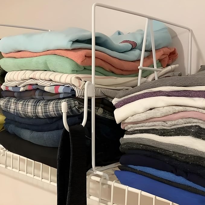 Evelots Wire Shelf Dividers - Extra Closet Organization and Storage for Home or Office -4 Pack- New Removable Hooks - Tall Shelf Separators - Easy to Clip -No Tool- Sturdy Coated Steel - 12 Inch Tall