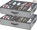 homyfort Under Bed Shoe Storage Organizer for Closet Fits 24 Pairs-Sturdy Underbed Shoe Containers Boxes Organizador De Zapatos with Clear Cover,Set of 2, 29.3 x 23.6 x 5.9inch(Herringbone Grey)