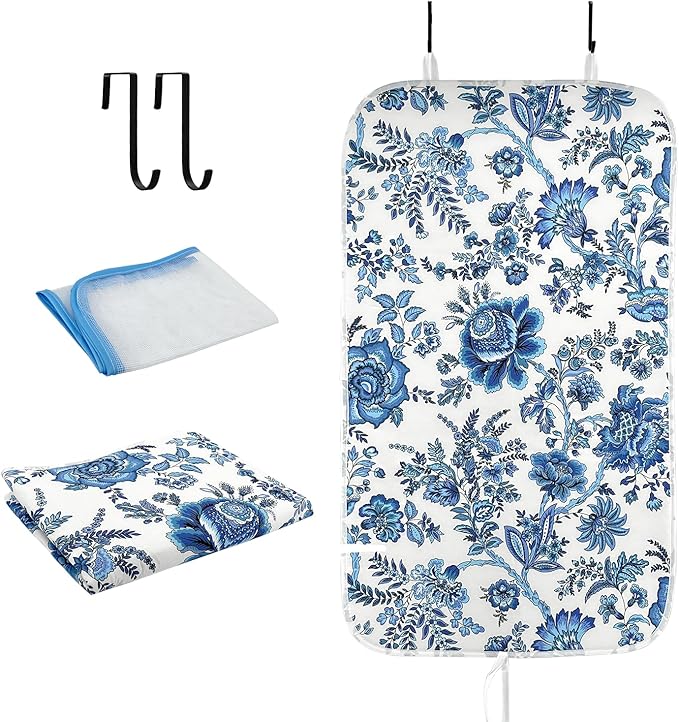 Portable Ironing Mat - 3mm Heat Resistant Padding with 2 Hooks + 1 Insulating Pad for Table or Bed Steam Pressing | Quilting & Travel Blanket Ironing Board Alternative
