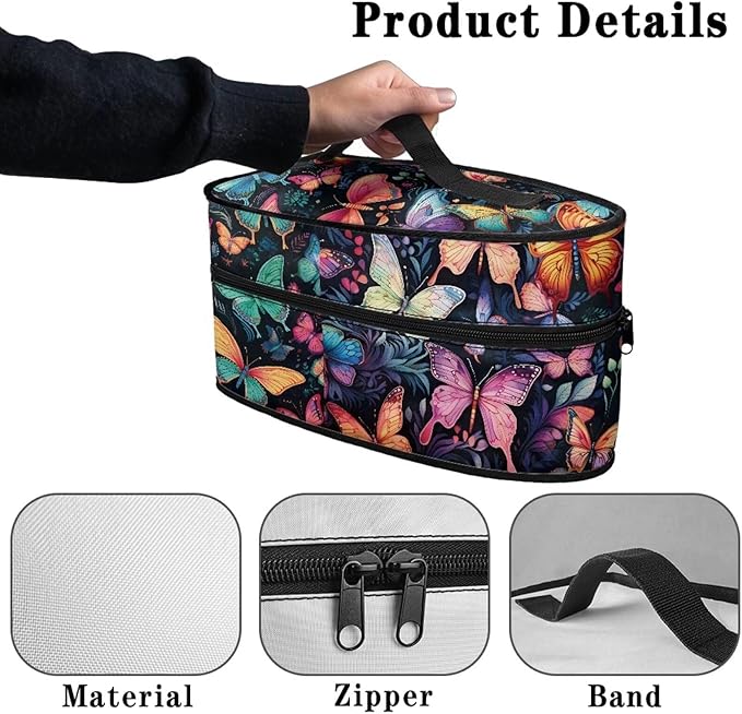 Colorful Butterfly Travel Iron Storage Box Carrier Bag with Handle Iron Accessories Portable Lightweight Iron Organizer Carrier Bag