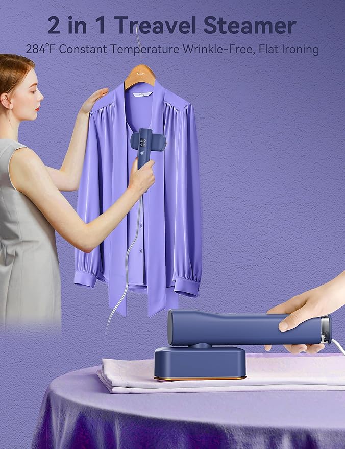 Travel Steamer for Clothes,15s Fast Heat-up Portable Iron,35mins Runtime & 100ml Large Tank,25g/min Steam,Ceramic Panel,Stands on Desk,Wrinkle Remover for Travel, Home, Office(Blue Gradient Gold)