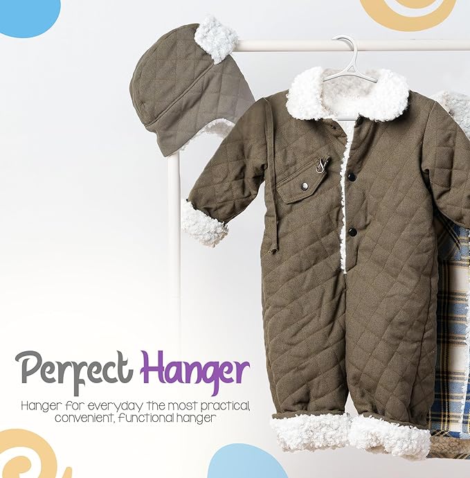Utopia Home Kids Hangers 60 Pack - 11 Inch Plastic Baby Hangers for Closet - Childrens Hanger for Clothes & Infant Hanger for Closet - Non-Slip Shoulder Grooves, Strap Hooks & Pants Bar (White)