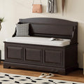 LUMISOL Shoe Storage Bench with Cushion, Farmhouse Entryway Bench with Soft-Close Devices and Hidden Storage, Upholstered Storage Ottoman for Living Room, Entryway, Bedroom, Espresso