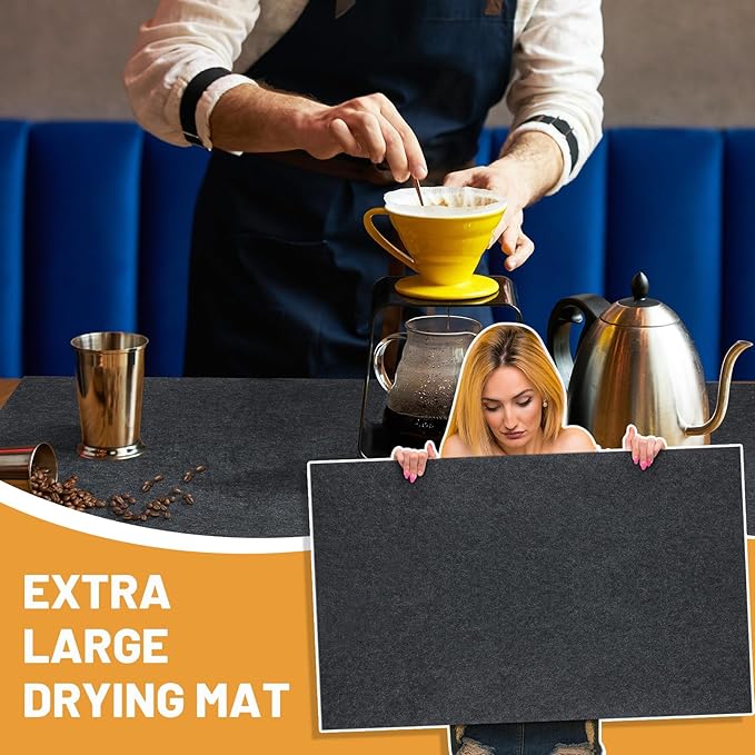 Hushee 2 Pcs Extra Large Dish Drying Mat Quick Dry 30'' x 24'' XL Dish Drying Pad Fabric Pad Waterproof Slip Resistant Dishes Drainer Mats for Countertop, Sink, Refrigerator or Dryer