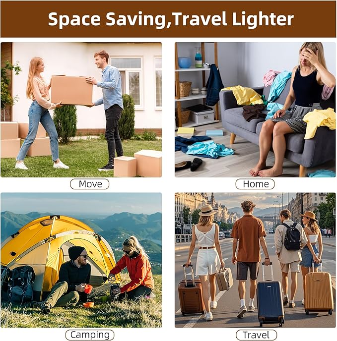 18 Pack Travel Vacuum Bags for Clothing,Compression Seal Packing Cubes for Luggage Suitcase Backpack,Carry-on Size Space Saver Storage Bags 80% Space Saver for travel,outdoor and home use.