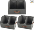 Trapezoid Storage Bin - UPGRADED HEIGHT Closet Organizers And Storage W/ Handles & Adjustable Dividers, Fabric Collapsible Storage Bins For Clothes Storage & Shelf Organizer (3pcs, Medium, Dark Gray)