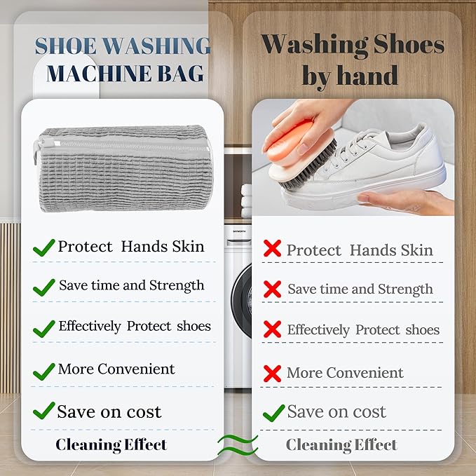 Shoe Washing Machine Bag, Laundry Shoe Bag for Washer and Dryer,2Pcs Reusable Shoe Bag for Washing Machine Fit Most Shoes Types (Grey 2 pcs)