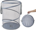 Seiritex Mesh Popup Laundry Hamper 115L Collapsible Laundry Basket Extra Large Capacity Foldable Clothing Storage Basket with Handles 26 H x 18 W x 18 L (Gray)