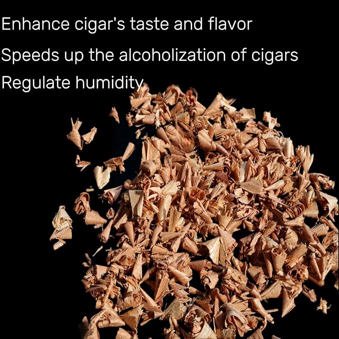 Spanish Cedar Wood Shavings for Cigar Humidor, Cigar Box, Cedar Wood Chips for Cigar Alcoholization, Humidor Accessories for Cigar Storage (Sawdust, 1.75oz)