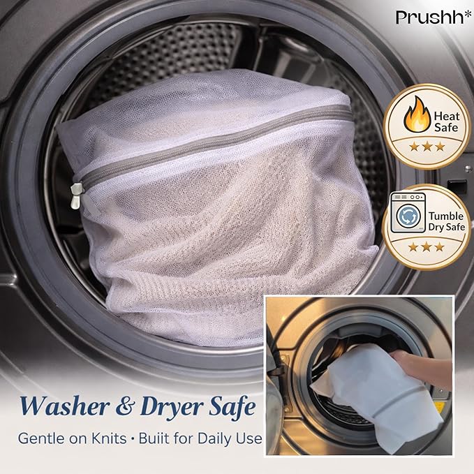 3Pc Spacious Durable Mesh Laundry Bags (16x20 Inches) Protects Delicates, Fine Mesh for Uniform Wash & Dry, Auto-Lock Zipper, Washer-Friendly, For Home, Dorm or Storage, Fits Socks to Sweaters