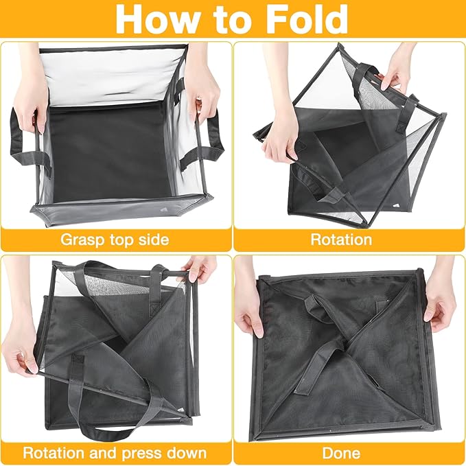 Zopeal 1 Pack Popup Laundry Hamper 13 Inch Collapsible Laundry Baskets with Handles Mesh Clothes Baskets Portable Single Layer Foldable Clothes Hamper Square Bin for Washing (Grey,Single-layer)