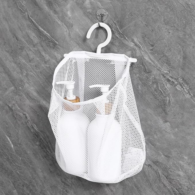 Mesh Storage Hanging Bag with Swiveling Hook - Breathable Clothes Pin Bag for Kitchen Bathroom Bedroom Laundry Organization - Multi-Purpose Hanging Clothes Pin Organizer