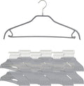 MAWA by Reston Lloyd Silhouette Series Non-Slip Space Saving Clothes Hanger with Bar & Hook for Pants and Skirts, Style 41/FRS, Set of 100, Silver