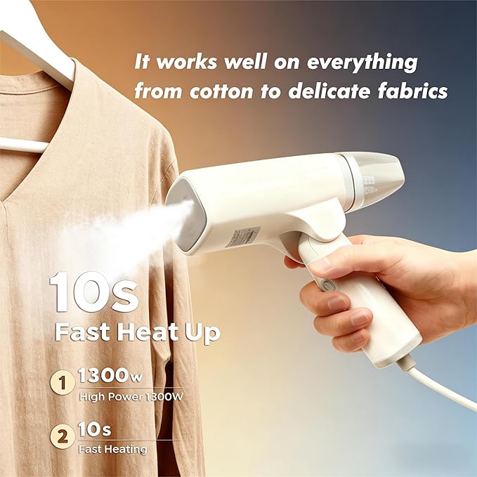 Handheld Garment Steamer, Travel Steamer Iron For Clothes, Light Weight, Foldable and Portable Iron, 10s Heat Up, Quick Wrinkle Removal 1300W 110V