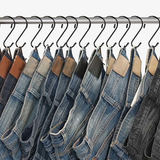 6 Inch 24 Pack Large S Hooks for Hanging Plants,Vinyl Coated Heavy Duty S Hooks for Hanging Non Slip S Hanger Hooks Steel Metal with Rubber Stopper Closet Hooks,Clothes,Jeans,Pot Pan Garden