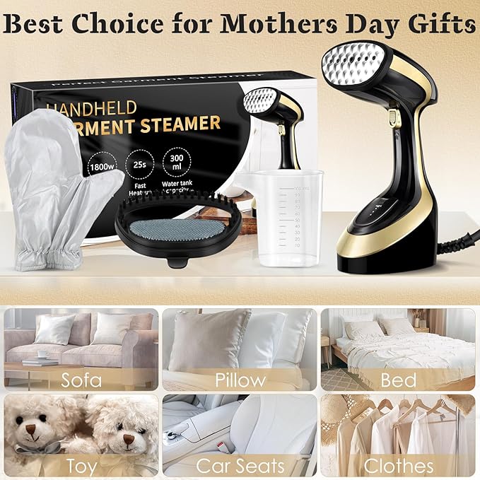 Handheld Garment Steamer for Clothes 1800W: Birthday Gifts for Women Men, Upgraded Leak-proof Design, Strong Penetrating Steam, Wrinkle Remover - Portable Steamer Gifts for Women