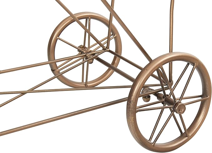 Creative Co-Op Vintage Reproduction Decorative Metal Laundry Basket on Wheels, Copper
