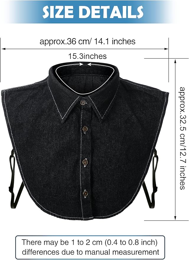 Syhood 4 Pcs Fake Collar Detachable False Dicky Collar Half Shirts Round for Women Outfits Halloween Costume Accessories