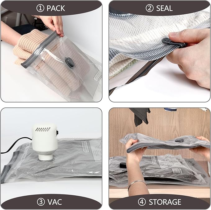 Vacuum Seal Bags for Clothing - 15 Pack Vacuum Storage Bags With Electric Pump, Space Saver Bags for Luggage, Blankets - Press & Pump Compression Bags for Travel Essentials