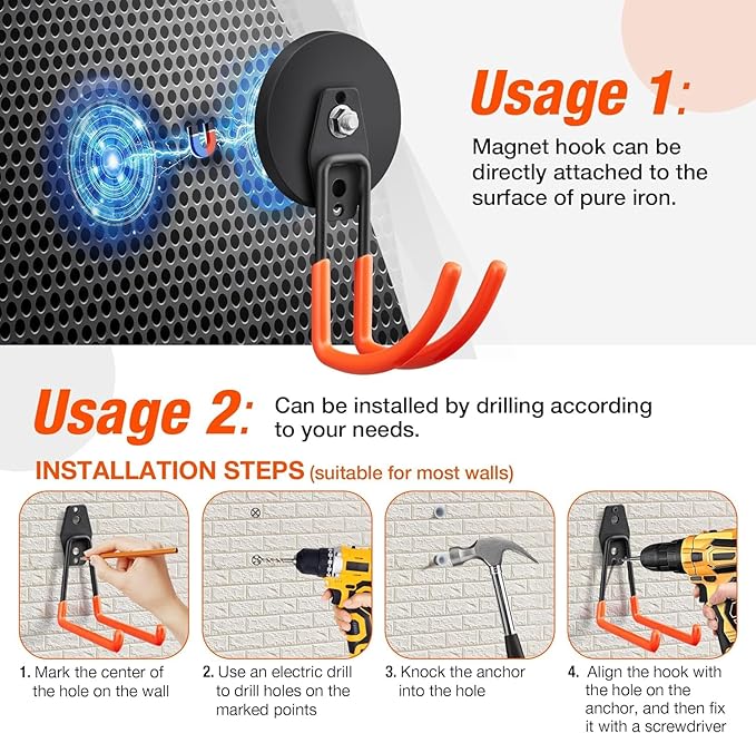 AceTaken Ironing Board Magnetic Hanger Hook, Magnetic Mount Ironing Board Holder Rack for Laundry Rooms, Utility Rooms, Closets, Garage,Basement