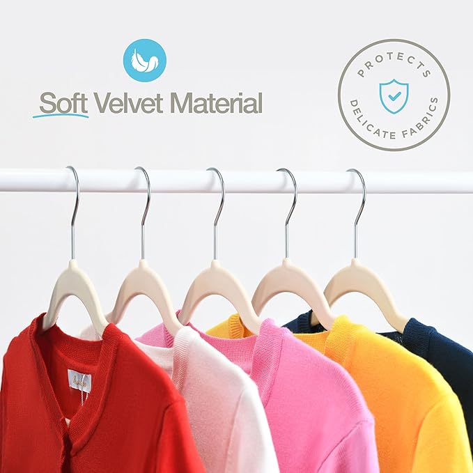 Home-it Premium Velvet Hangers 30 Pack - Ivory Heavy Duty Suit Clothes Hangers Non Slip, for Closet, Jacket, Shirt, Pants and Suit, Hook Swivel 360 - Ultra Thin