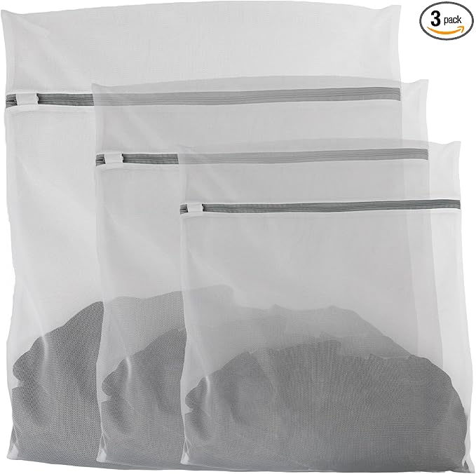 3 Pcs Premium Fine Mesh Laundry Bags, 3 Small 9 x 12 Inches Durable Laundry Wash Bags with Sturdy Zipper for Delicates, Laundry Bag for Delicates, Garment Bag for Washing Machine (3 Small)