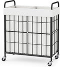 2 Section Laundry Hamper with Wheels and Brake, 100L Laundry Sorter Cart with 2 Removable Machine Washable Liner Bags, Metal Handle, Rolling Laundry Basket with Lid for Bedroom Laundry Room