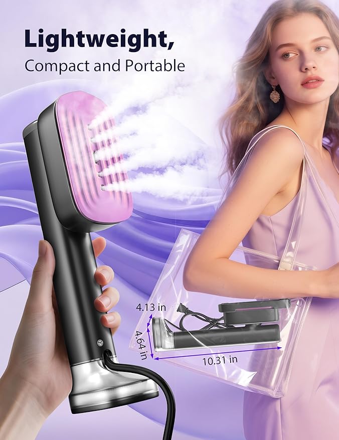 Sundu Steamer for Clothes,15s Fast Heat-up Handheld Garment Steamer,35mins Runtime & 180ml Large Tank,25g/min Steam,Ceramic Panel,Stands on Desk,Wrinkle Remover for Travel, Home, Office(Gray Gold)