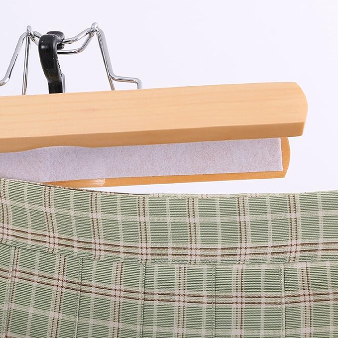 Tosnail 12 Pack Wooden Skirt Pants Clothes Hangers with 360° Swivel Hook, Non Slip Slack Hanger, Jeans Hangers, Trouser Hanger, Wrinkle Free Clamp Closet Organizer