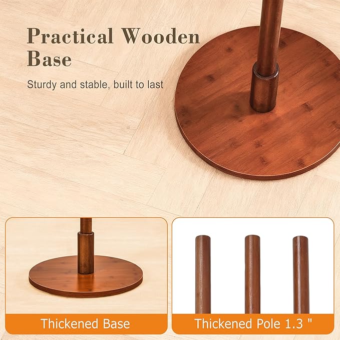 VECELO Coat Rack Freestanding, Entryway Hanger Stand, Umbrella Holder