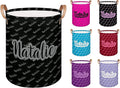 Personalized Laundry Basket, Custom Gift Laundry Hamper, Collapsible Nursery Waterproof Laundry Baskets, Dirty Clothes Toy Hamper with Handles Name Text Gray