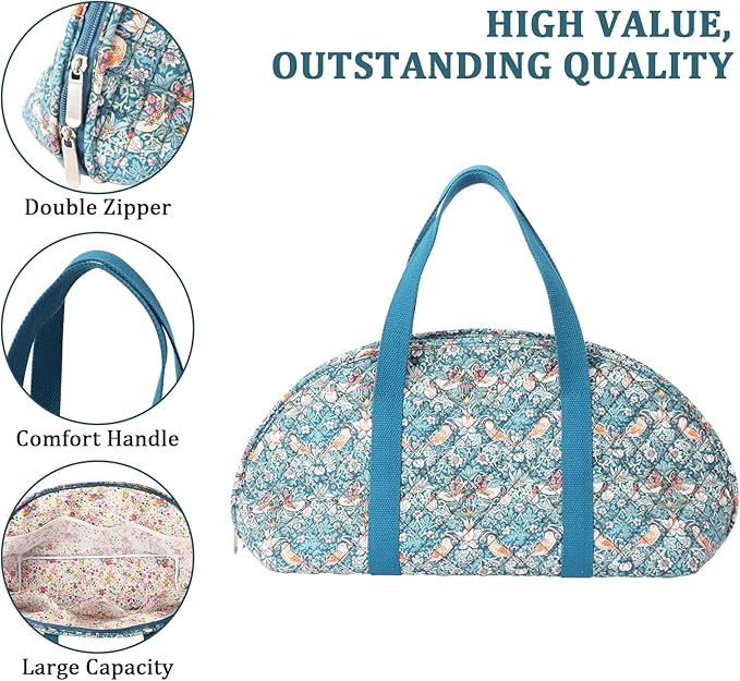 KOKNIT Full Size Iron Storage Bag, Stylish Portable Steam Iron Bag, Christmas Gift Tote For Ironing accessories & Travel (blue bird)