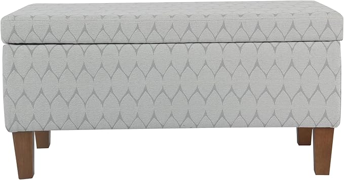 Kinfine K6384Np-F2244 Geometric Patterned Fabric Upholstered Wooden Bench with Hinged Storage, Large, Gray and Brown