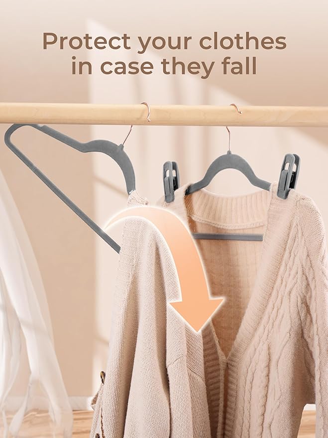 COZYMOOD Velvet Hanger Clips 50 Pack, Multi-Purpose Clips for Baby Clothes