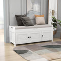 SOFTSEA Storage Bench with 3 Shutter-Shaped Doors Wood Entryway Bench Shoe Bench with Removable Cushion and Hidden Storage