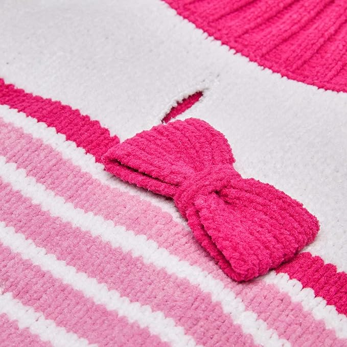 Blueberry Pet Cozy Soft Chenille Classy Striped Dog Sweater in Pinky Princess, Back Length 10", Pack of 1 Clothes for Dogs