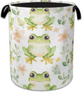 Cartoon Frog Flowers Laundry Hamper Collapsible Laundry Basket Portable Clothes Toy Storage Bin for Bathroom Bedroom Room Decor 16 X 20.8 Inch