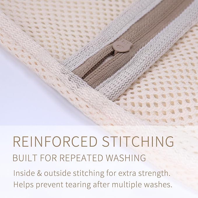 Muchfun 3Pcs Soft Cotton Mesh Laundry Bags for Delicates 12 x 16 Inches (3 Medium)