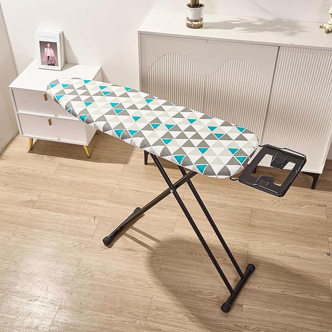 Ironing Board 13x43 Extra Thick Heavy Duty Padded Cover，Full Size Ironing Board with Iron，Height Adjustable up to 36"，Anti-Skid Feet，Extra Wide Ironing Area