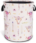 Bohemian Cow Skull Laundry Basket Ethnic Style Foldable Oxford Cloth Funny Tote Bag Laundry Hamper Clothes Storage Bucket Toy Organizer For Bathroom/Laundry Storage/Bedroom 18.9x16.5 Inch