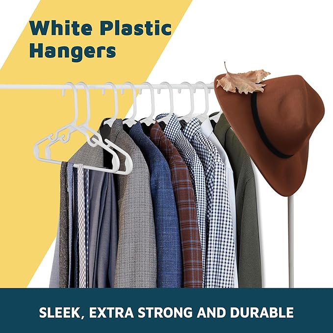 Lifemaster Plastic Kids Clothes Hanger – Children Clothes Hanger with Shoulder Notch, 11.6 Inch Space-Saving Closet Organizer for Baby, Toddler, and Kids Clothing, Hold Up to 5 lbs, Pack of 20, White